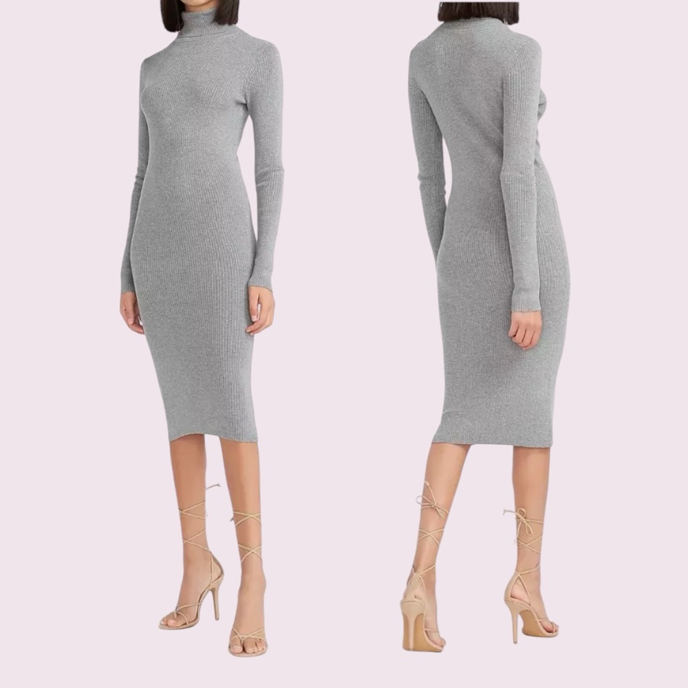 Express Knit Turtleneck Sweater small Light Grey